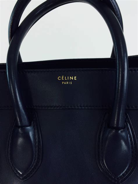 celine mini luggage tote navy blue